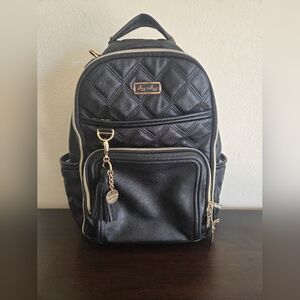 Itzy Ritzy Mystic Boss Plus Diaper Bag Backpack Black Gold Detail Changing Pad